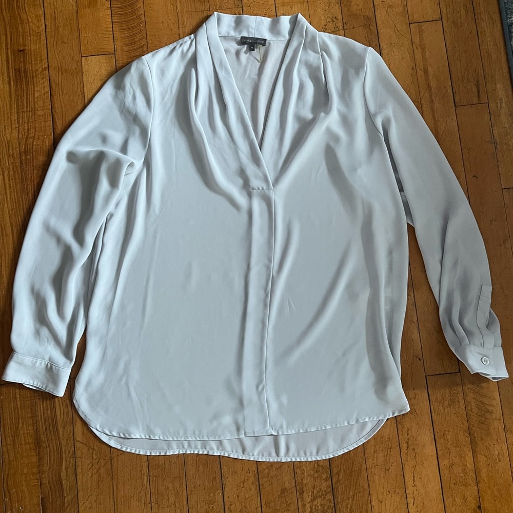 Vince Camuto Light Grey long Sleeve Blouse - Size M
